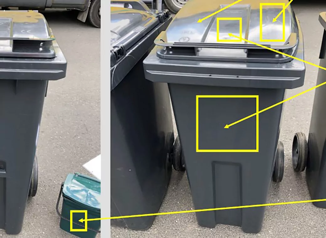 The labels will be placed onto these container spots.