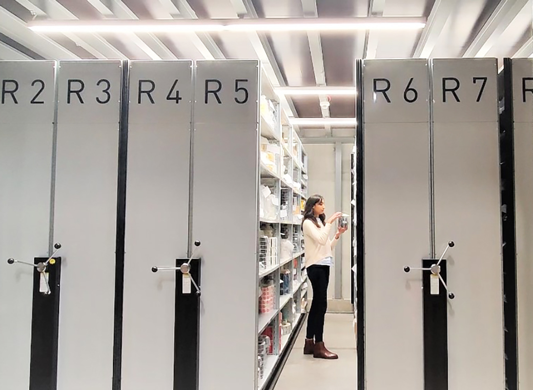 The labels are stored in warehouse till they are retrieved by the customer.