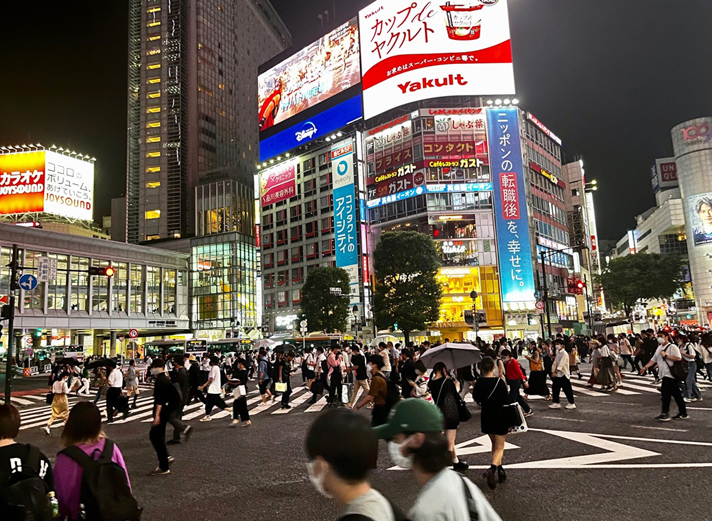 Tokyo's downtown district Shibuya is not only the heart and soul of the city with its shops, restaurants and clubs, but above all a melting pot of different subcultures and nationalities. It is also home to the world's most famous intersection, Shibuya Crossing. In front of the second largest train station in the world every 2 min about 1000-2500 people cross the intersection.