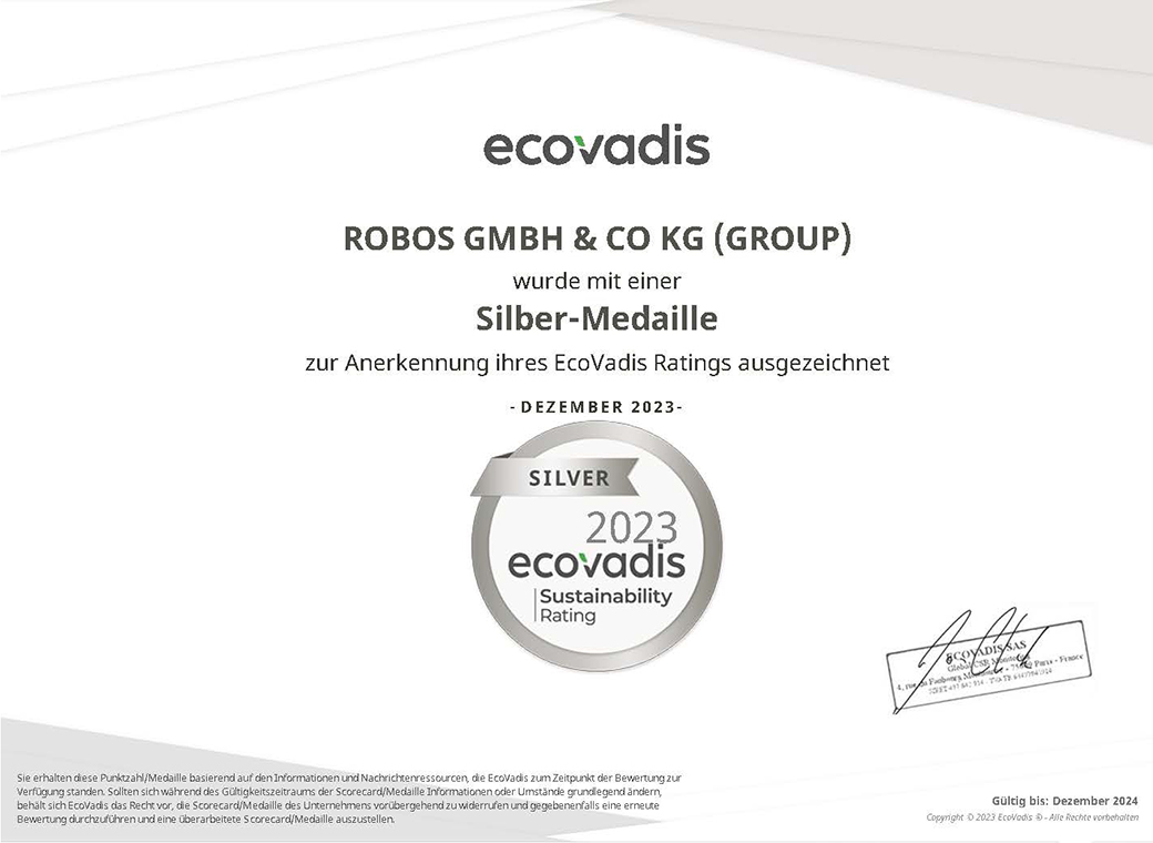 Out of 500 000 companies evaluated, robos-labels is among the top 11 percent in terms of sustainability criteria.