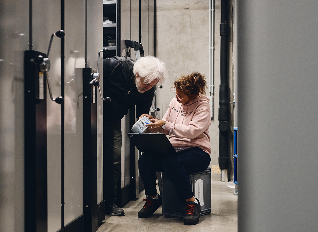 Attention to detail – employees counting label rolls and materials.